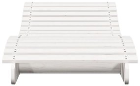 Lettino prendisole bianco 205x70x31,5 cm in legno massello pino