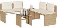 Set Divano da Giardino 4 pz con Cuscini Beige in Polyrattan 4003882