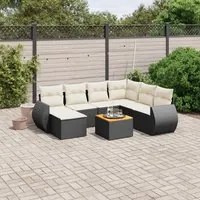 Set Divani da Giardino con Cuscini 8 pz Nero in Polyrattan 3225118