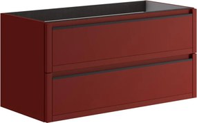 Mobile da bagno sospeso sotto lavabo L 99.5 x H 50 x P 45.5 cm rosso opaco, 2 cassetti TRATTO