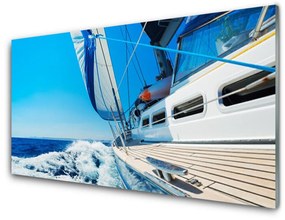 Quadro vetro acrilico Paesaggio marino in barca 100x50 cm