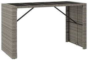 Set Bar Giardino 9pz Grigio Polyrattan e Legno Massello Acacia