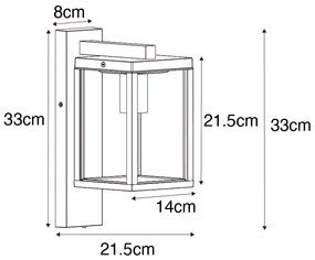 Lanterna da parete per esterni marrone ruggine IP44 con sensore crepuscolare - Charlois