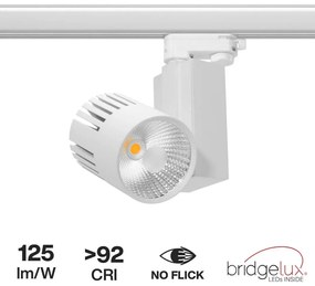 Faro LED 40W Binario Trifase, Bianco, CRI92, 100°, Bridgelux LED Colore  Bianco Caldo 2.700K