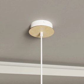 Sospensione Nordica Ishtar 1 Luce In Legno E Acciaio Bianco