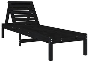 Lettini prendisole 2pz neri 199,5x60x74 cm legno massello pino