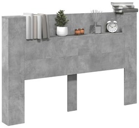 Testiera con contenitore a led grigio cemento 160x16,5x103,5 cm