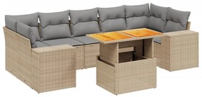 Set divano da giardino 8 pz con cuscini beige in polyrattan