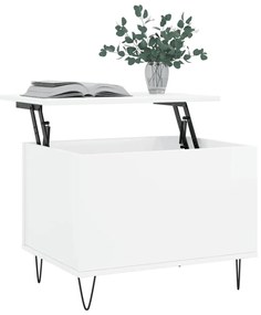 Tavolino salotto bianco lucido 60x44,5x45 cm legno multistrato