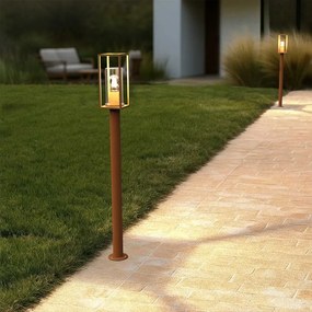 Paletto da Giardino Corten 100cm, Base E27 - Serie PRISM Colore Corten
