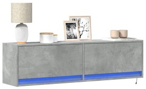 Mobile Tv A Parete Con Luci Led Grigio Cemento 140x31x38 Cm /
