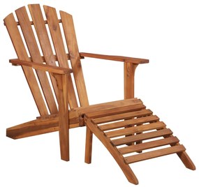 Sedia da giardino adirondack con poggiapiedi massello di acacia