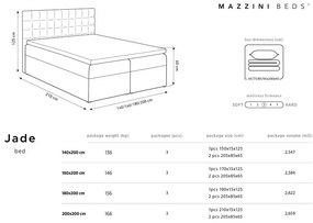 Letto boxspring grigio chiaro con contenitore 200x200 cm Jade - Mazzini Beds