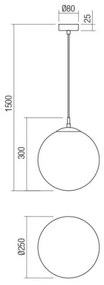 Redo 01-3153 - Lampadario a sospensione con filo BOWLING 1xE27/42W/230V oro