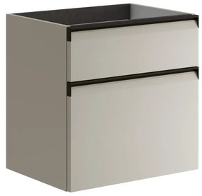 Mobile da bagno sotto lavabo Fusion beige opaco L 59.5 x H 60 x P 45.5 cm 2 cassetti, lavabo non incluso