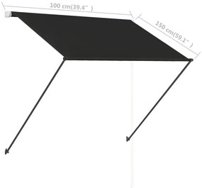 Tenda da Sole Retrattile con LED 100x150 cm Antracite