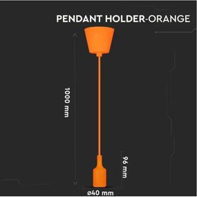 Lampadario su filo 1xE27/60W/230V arancione