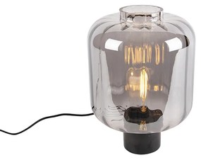 Lampada da tavolo di design nera con vetro fumé - Qara