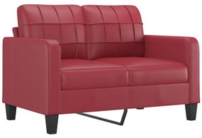 Set di divani 2 pz con cuscini rosso vino in similpelle