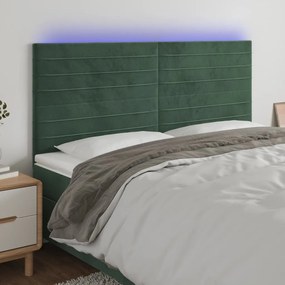 Testiera A Led Verde Scuro 180x5x118/128cm İn Velluto /