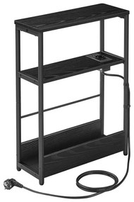 Tavolino d'appoggio con presa elettrica integrata e porte USB ROD nero