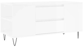 Tavolino salotto bianco lucido 102x44,5x50 cm legno multistrato