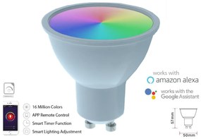 Smart Lampada Faretto Led GU10 5W WiFi RGB CCT Dimmerabile APP Compatible Amazon Alexa Google Home