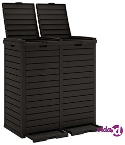 vidaXL Cestino per Rifiuti da Esterno Nero 78x41x86 cm Polipropilene