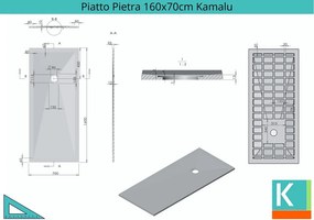 Piatto doccia 160x70 in pietra colore antracite scuro - KAMALU