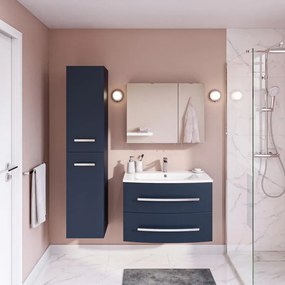 Mobile bagno sospeso con lavabo L 81.8 x H 53.7 x P 47.5 cm blu opaco 2 cassetti per vasca centrale Perla