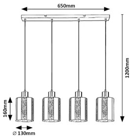 Rabalux 72247 - Lampadario a sospensione con filo PEREZ 4xE27/40W/230V
