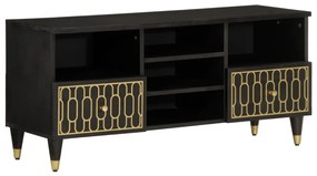 Mobile Porta Tv 100x33x46 Cm İn Legno Massello Di Mango /