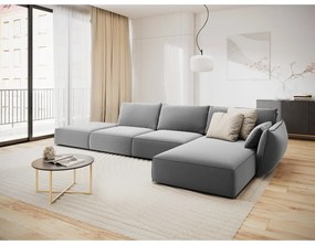 Divano angolare grigio chiaro (con penisola a destra/con chaise lounge) con rivestimento in velluto Vanda – Mazzini Sofas