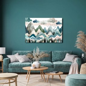 Quadro su tela – Paesaggio montano colorato con foresta