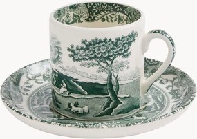 Set di 4 tazzine e piattini in gres Heritage Green