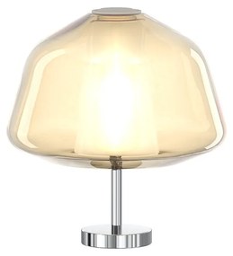 Lampada Contemporanea Double Skin Alpha Metallo Cromo Vetro Ambra 1 Luce E27