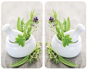 Set di 2 copri stufe in vetro Herbal, 52 x 30 cm Herb Garden - Wenko