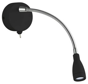 Applique Contemporanea Flexy Acciaio Nero Vetro Led 0,8W 6500K