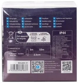 Aigostar - Catena LED natalizia da esterno 600xLED/8 funzioni 18m IP44 bianco caldo