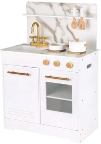 Cucina in legno - bianca con design effetto marmo