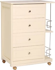 Carrello da cucina GIADA con 4 cassetti e portabottiglie Avorio