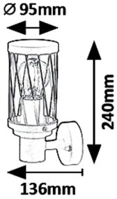 Rabalux 8888 - Applique da esterno BUDAPEST 1xE27/40W/230V IP44