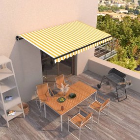 Tenda Da Sole Retrattile Manuale 450x300 Cm Gialla E Bianca /