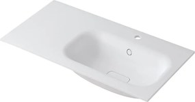 Lavabo a incasso rettangolare vasca a destra L 90.5 x H 15 x P 46 cm in resina bianco opaco