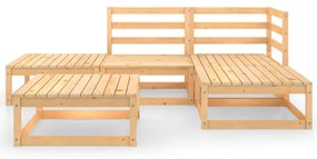 Set divani da giardino 5 pz in legno massello di pino