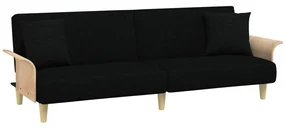 Divano letto con braccioli nero in tessuto