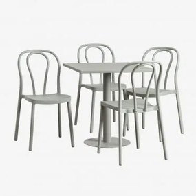 Set Di Tavolo Quadrato 70x70 Cm E 4 Sedie Da Giardino Mizzi Verde Kaki - Sklum