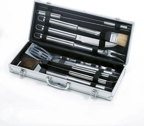 Set Valigetta Accessori per Barbecue Ompagrill in Alluminio da 12 Pezzi in Acciaio Inox...