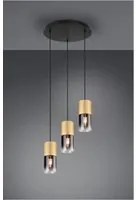 Lampadario Rotondo 3 Luci Cilindro Ottone Vetro Fum Robin Trio Lighting