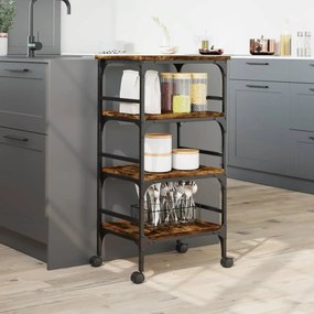 Carrello da cucina rovere fumo 45x35x89,5 cm legno multistrato